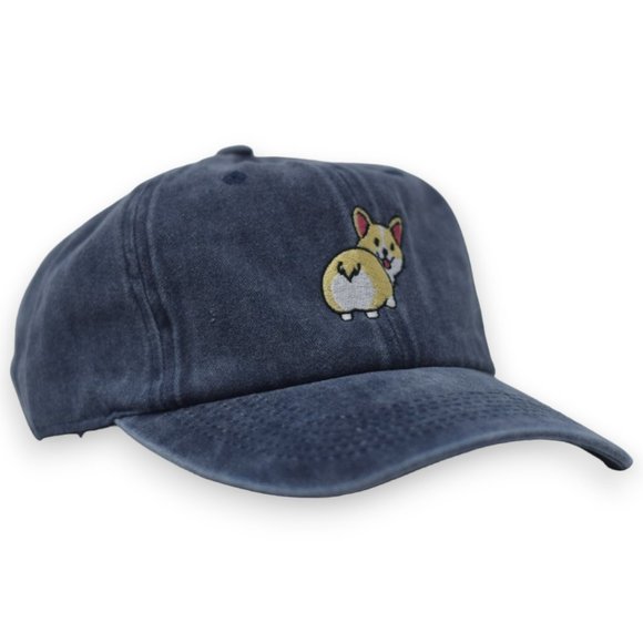 Corgi Dog Embroidered 6 Panel Unstructured Adjustable Dad Hat - Navy - Picture 2 of 3